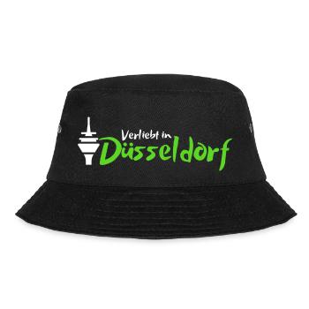 Verliebt in Düsseldorf | Düsseldorf Mitbringsel - Bucket Hat - Schwarz - Vorne - Lela (165cm)