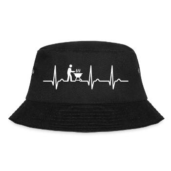 ECG curve - heart curve - pulse - grilling - Bucket Hat - black - Front - Lela (165cm)