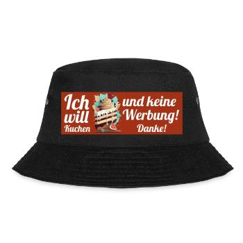 Ich will Kuchen und keine Werbung! Keine Werbung! - Bucket Hat - Schwarz - Vorne - Lela (165cm)