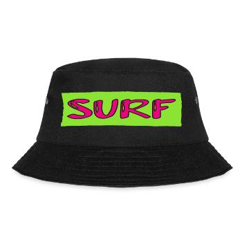 SURFEN. FISCH. STRAND. MEER. OZEAN. HUMOR. FEIERTAG - Bucket Hat - Schwarz - Vorne - Lela (165cm)