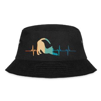 Herzschlag der Katze - Bucket Hat - Schwarz - Vorne - Lela (165cm)