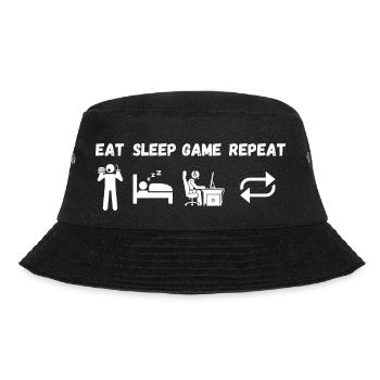 Essen Schlaf Spiel Wiederholen - Bucket Hat - Schwarz - Vorne - Lela (165cm)