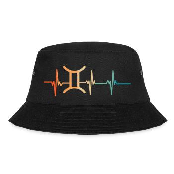 Zwillinge Sternzeichen Herzschlag - Bucket Hat - Schwarz - Vorne - Lela (165cm)