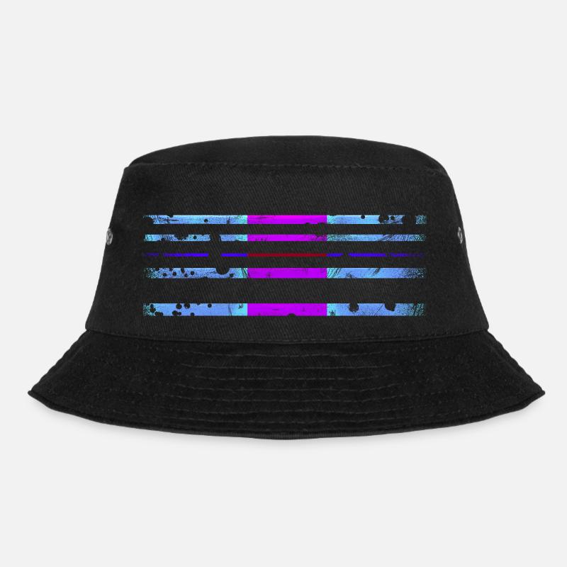 Streifen Deko - Horizontal Muster - Bucket Hat - Schwarz