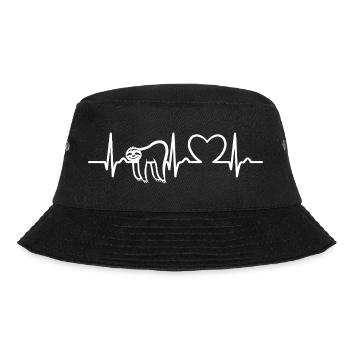Sloth ECG Curve - Heart Curve - Pulse - Bucket Hat - black - Front - Lela (165cm)