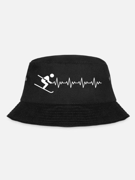 Ski Skifahrer Skifahren EKG Herzschlag - Bucket Hat - Schwarz