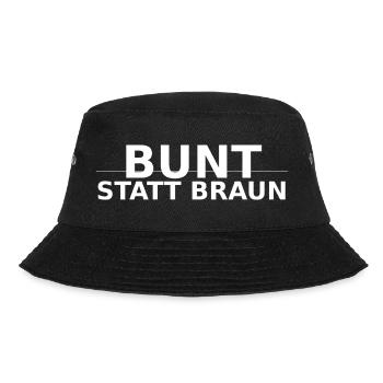 BUNT-STATT-BRAUN Farbe bekennen gegen Rechts - Bucket Hat - Schwarz - Vorne - Lela (165cm)