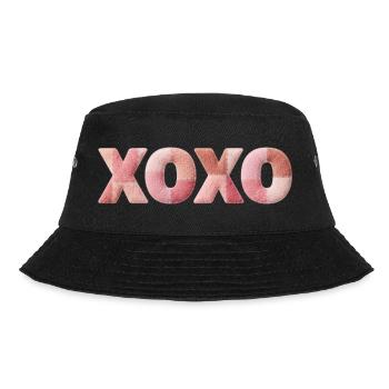 XOXO Patchwork Spruch Kuss Umarmung - Bucket Hat - Schwarz - Vorne - Lela (165cm)