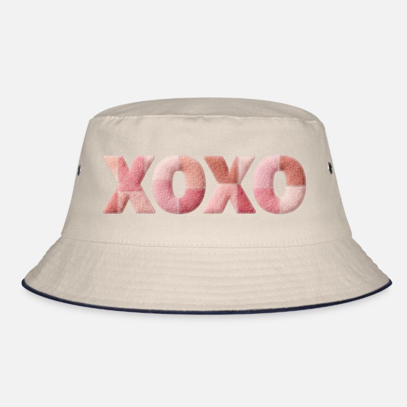 XOXO Patchwork Spruch Kuss Umarmung Bucket Hat