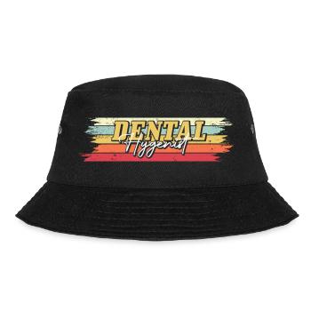 Retro Dental Hygienist Grafik - Bucket Hat - Schwarz - Vorne - Lela (165cm)