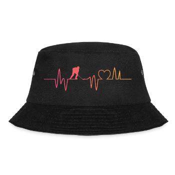 Eishockey herzschlag eishockeyspieler hockey - Bucket Hat - Schwarz - Vorne