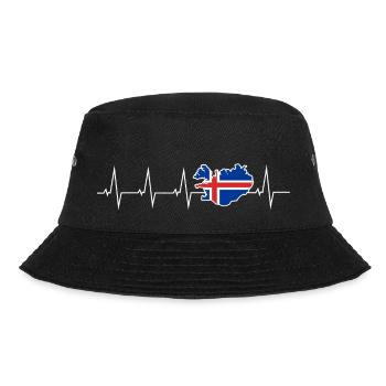 Ich liebe Island - Herzschlag - Bucket Hat - Schwarz - Vorne - Lela (165cm)