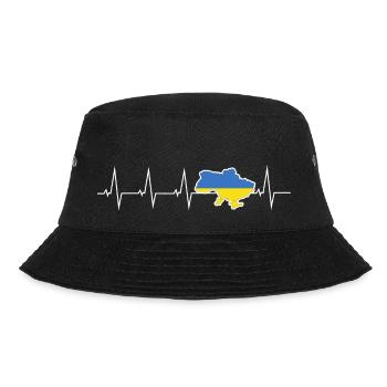I love Ukraine - heartbeat - Bucket Hat - black - Front - Lela (165cm)