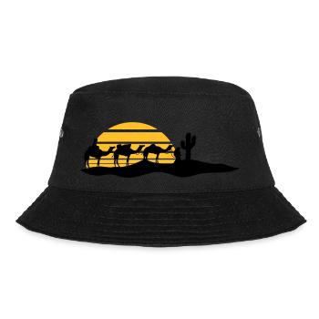 sonne streifen karawane haendler reise kaktus kame - Bucket Hat - Schwarz - Vorne - Lela (165cm)