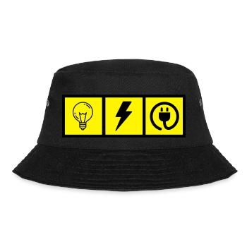 Elektriker / Elektrizität / Energie / DIY - Bucket Hat - Schwarz - Vorne - Lela (165cm)