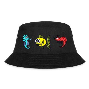 Marine | Seahorse Fish Shrimp - Bucket Hat - black - Front - Lela (165cm)