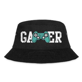 Gamer Glyphs Controller T-Shirt - Bucket Hat - Schwarz - Vorne - Lela (165cm)