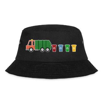 Müllwagen Müllabfuhr Recycling Tonnen I Geschenk - Bucket Hat - Schwarz - Vorne - Lela (165cm)
