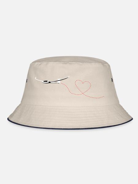 Segelflugzeug Segelfliegen Segelflug Segelflieger - Bucket Hat - Natur/Navy - Vorne