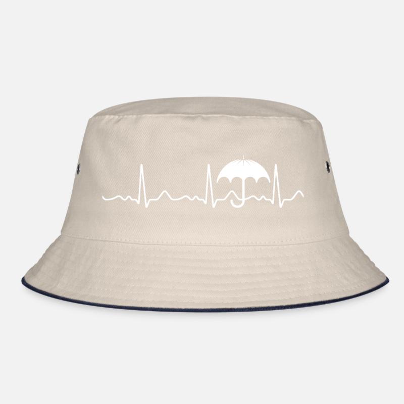 Umbrella - heartbeat, pulse, heart line, ECG Bucket Hat