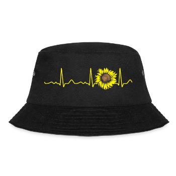 Sunflower - heartbeat, pulse, heart line, ECG - Bucket Hat - black - Front - Lela (165cm)