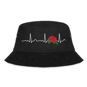 Rose - heartbeat, pulse, heart line, ECG - Bucket Hat - black - Front - Lela (165cm)