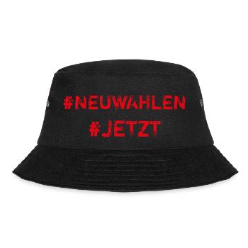 #Neuwahlen, #Jetzt - Bucket Hat - Schwarz - Vorne - Lela (165cm)
