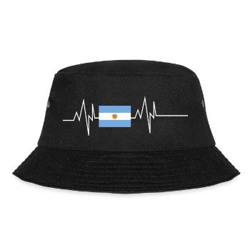 Argentinien Flagge Herzschlag - Bucket Hat - Schwarz - Vorne - Lela (165cm)