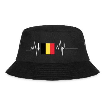 Belgien Flagge Heartbeat - Bucket Hat - Schwarz - Vorne - Lela (165cm)