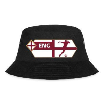 England Fußball Flagge Trikot – England Tshirt - Bucket Hat - Schwarz - Vorne - Lela (165cm)