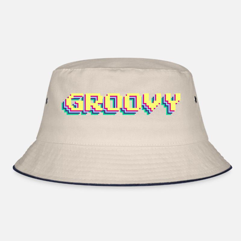 Groovy Funky Yeah 90er Design Buntes Wort 3D Pixel Bucket Hat
