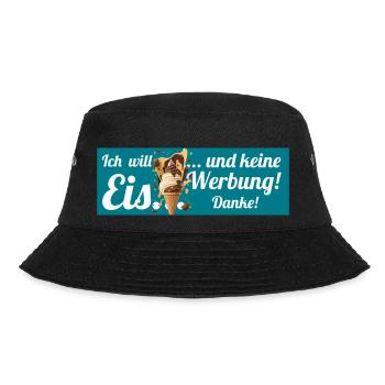 Ich will Eis und keine Werbung! Keine Werbung! - Bucket Hat - Schwarz - Vorne - Lela (165cm)