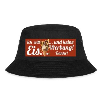 Ich will Eis und keine Werbung! Keine Werbung! - Bucket Hat - Schwarz - Vorne - Lela (165cm)