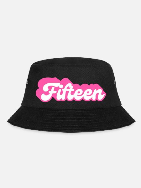 Fifteen Birthday - 15th Birthday Retro Pink - Bucket Hat - black