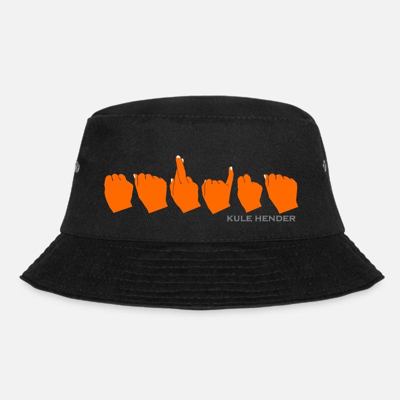 Marina (orange with white nails) - Bucket Hat - black