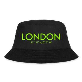 London - Coordinates - Latitude - Longitude - GB - Bucket Hat - Schwarz - Vorne - Lela (165cm)
