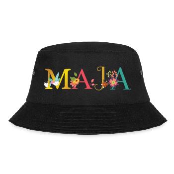 MAJA name decorated with flowers - Bucket Hat - black - Front - Lela (165cm)