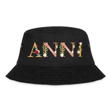 ANNI Name mit Blumen geschmückt - Bucket Hat - Schwarz - Vorne - Lela (165cm)
