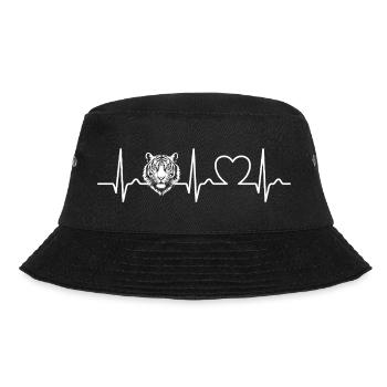 Tiger - Tigerkopf - Herzkurve - EKG - Puls - Bucket Hat - Schwarz - Vorne - Lela (165cm)