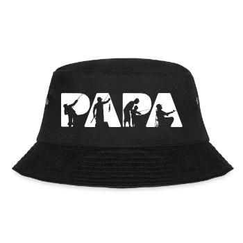 Retro Papa Fishing Heartbeat EKG Pulse Fisherman - Bucket Hat - black - Front - Lela (165cm)