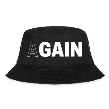 Hidden Gain — AGAIN Typography Motivational - Bucket Hat - black - Front - Lela (165cm)