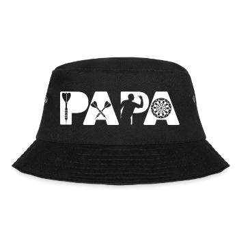 Papa Dart Master lustiger Silhouetten-Dartspieler - Bucket Hat - Schwarz - Vorne - Lela (165cm)