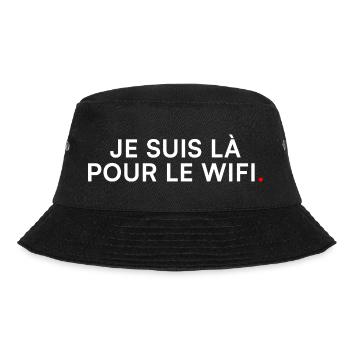 Ich bin hier wegen WLAN – Geek-Humor - Bucket Hat - Schwarz - Vorne - Lela (165cm)