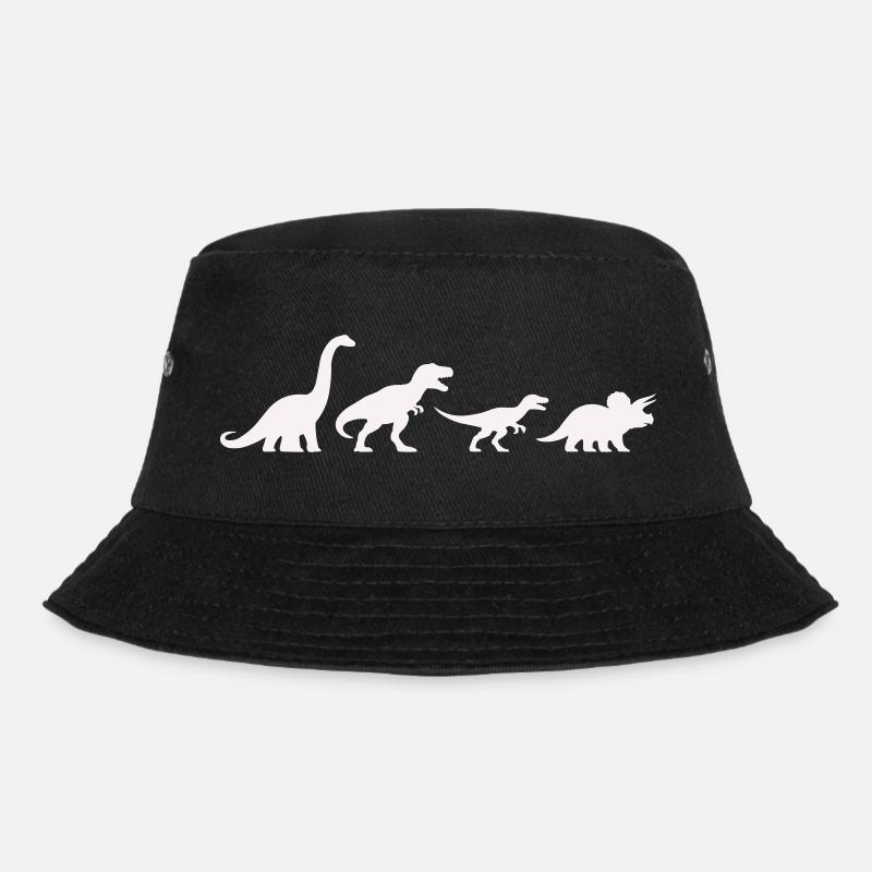 Dino silhouettes in retro style - Bucket Hat - black