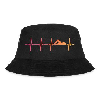 Schwimmendes Sonnenuntergangs-Herzschlag-Schwimmergeschenk - Bucket Hat - Schwarz - Vorne - Lela (165cm)