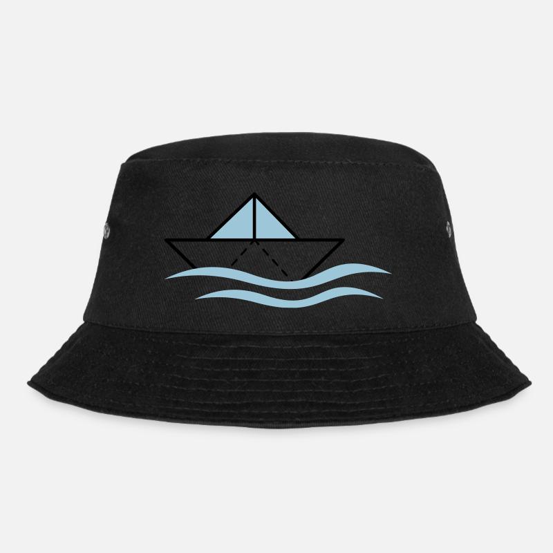 Papierschiffchen auf Wellen - Bucket Hat - Schwarz
