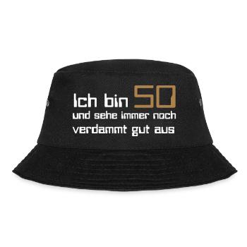 50 Geburtstag - Bucket Hat - Schwarz - Vorne - Lela (165cm)