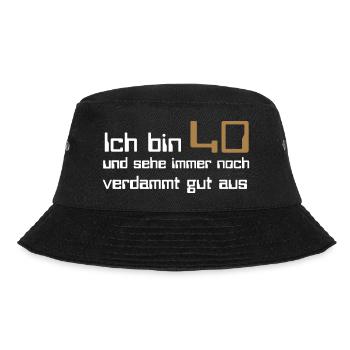 40 Geburtstag - Bucket Hat - Schwarz - Vorne - Lela (165cm)