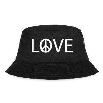 Love Peace Hippie Kostüm Friede Freiheit - Bucket Hat - Schwarz - Vorne - Lela (165cm)