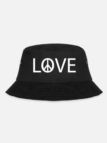 Love Peace Hippie Kostüm Friede Freiheit - Bucket Hat - Schwarz